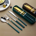 304 Stainless Steel Dinnerware Travel Set – Portable 4-Piece Flatware with Mesh Bag (Spoon, Fork, Knife, Chopsticks) | Phonax Services