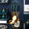 7PCS Stainless Steel Kitchen Utensil Set – Gold Handle Cooking Tools with Holder | Phonax Services | Phonax Services