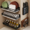 Wall-Mounted Kitchen Organizer Rack – Plate, Bowl & Knife Storage Shelf | Space-Saving Black Dish Rack | Phonax Services