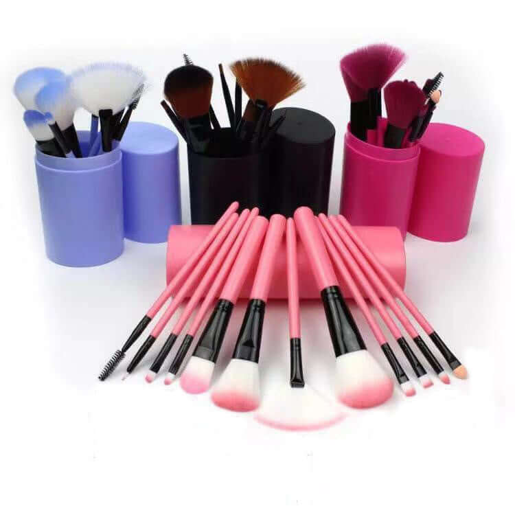 12-Piece Makeup Brush Set with Case – Blush, Eyeshadow, Eyelash & Highlighter Brushes in Travel Barrel | Phonax Services