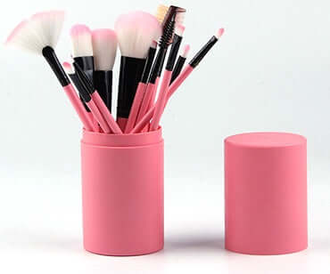 12-Piece Makeup Brush Set with Case – Blush, Eyeshadow, Eyelash & Highlighter Brushes in Travel Barrel | Phonax Services