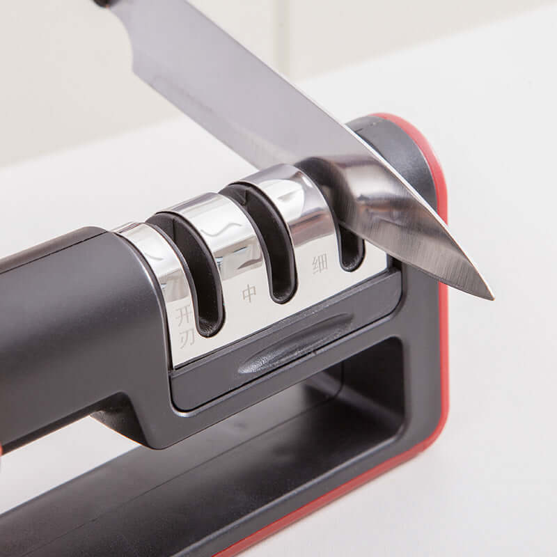 3-Stage Knife Sharpener – Diamond Ceramic Coarse Sharpening Tool | Non-Slip Base & Safety Grip | Phonax Services