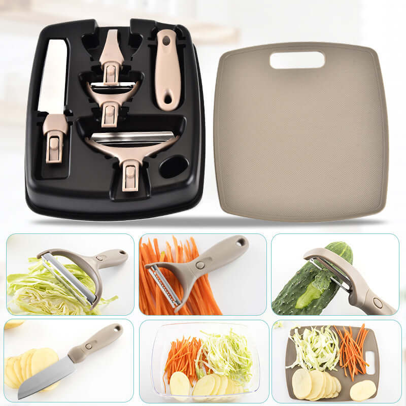 3-in-1 Stainless Steel Peeler Knife & Chopping Board Set – Ergonomic, Compact & Stylish – Phonax Services | Phonax Services