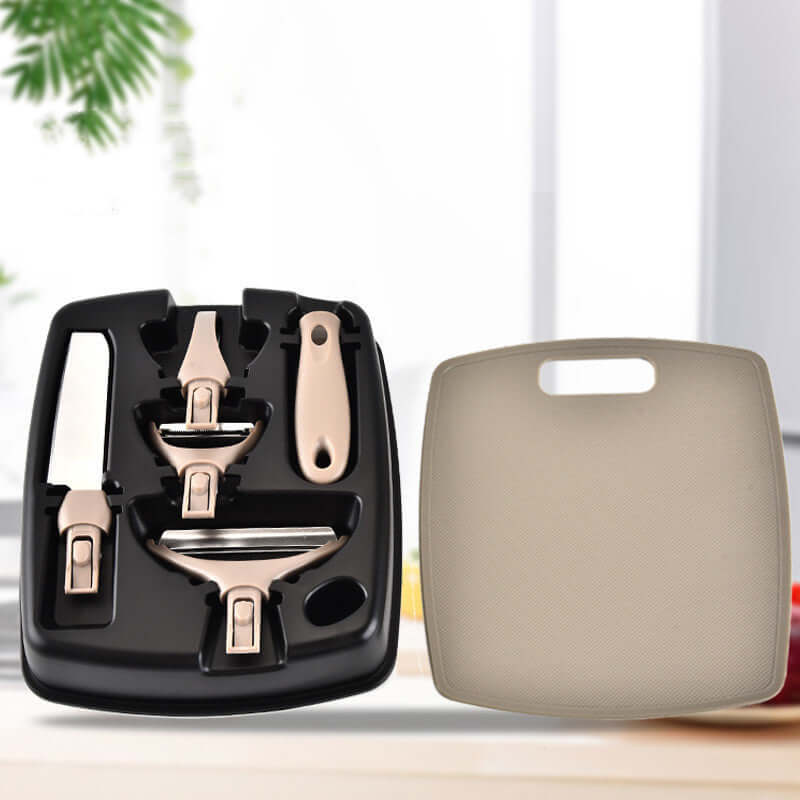 3-in-1 Stainless Steel Peeler Knife & Chopping Board Set – Ergonomic, Compact & Stylish – Phonax Services | Phonax Services