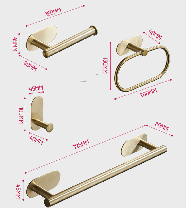 4-Piece Stainless Steel Towel Bar, Hook, Ring & Tissue Holder | Phonax Services