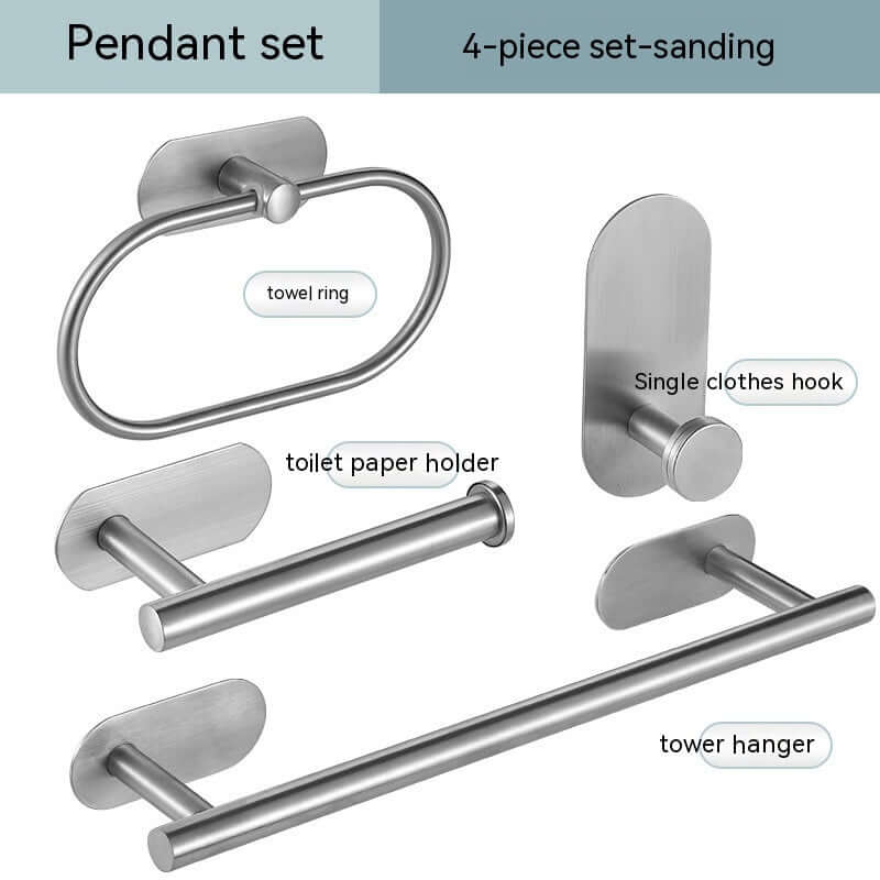 4-Piece Stainless Steel Towel Bar, Hook, Ring & Tissue Holder | Phonax Services