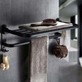 Aluminum Folding Bathroom Towel Rack – Wall Mounted Shelf with Hooks (Punch-Free & Drilled Options) | Phonax Services