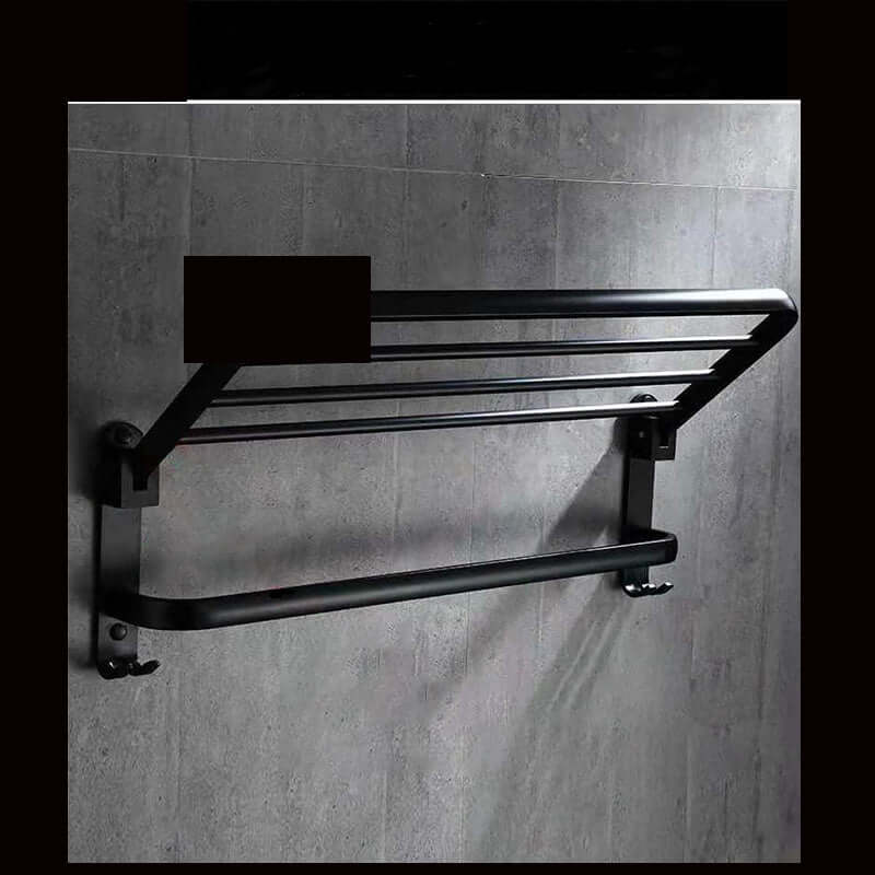 Aluminum Folding Bathroom Towel Rack – Wall Mounted Shelf with Hooks (Punch-Free & Drilled Options) | Phonax Services
