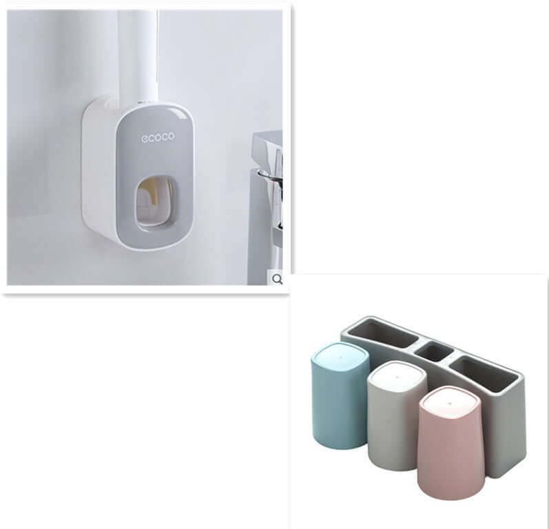 Automatic Toothpaste Dispenser & Toothbrush Holder – Wall-Mounted Bathroom Organizer Set | Phonax Services