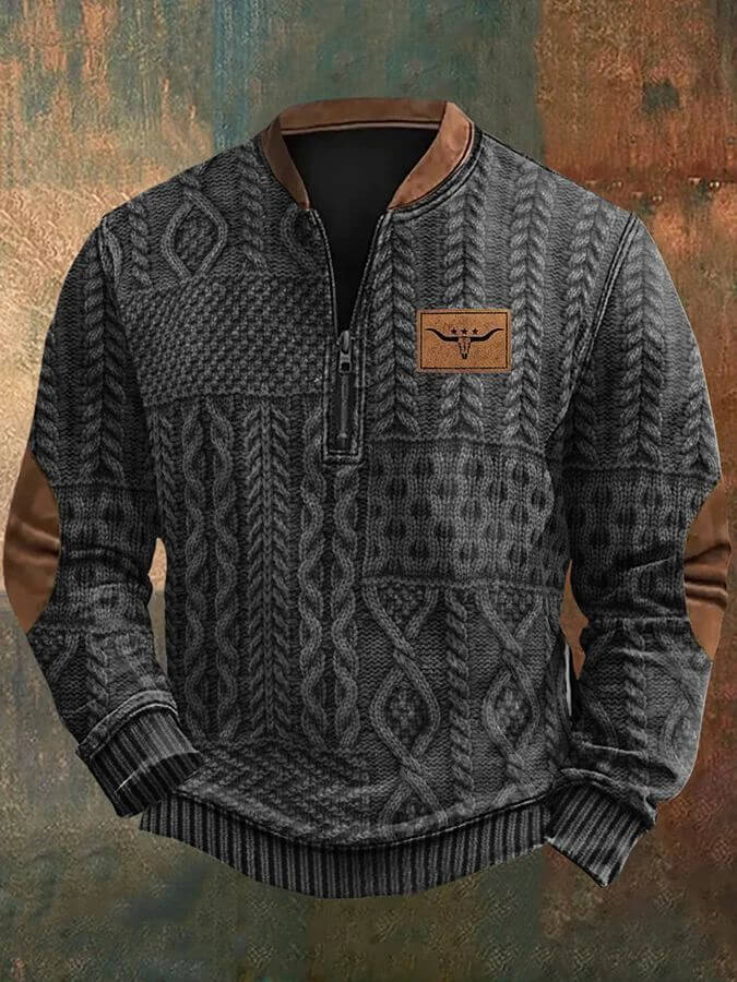 Autumn And Winter Printed Half Zipper Sweater With Buckle | Phonax Services