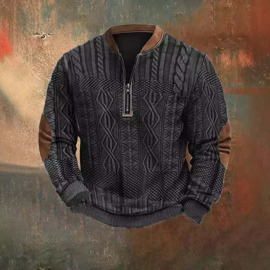 Autumn And Winter Printed Half Zipper Sweater With Buckle | Phonax Services