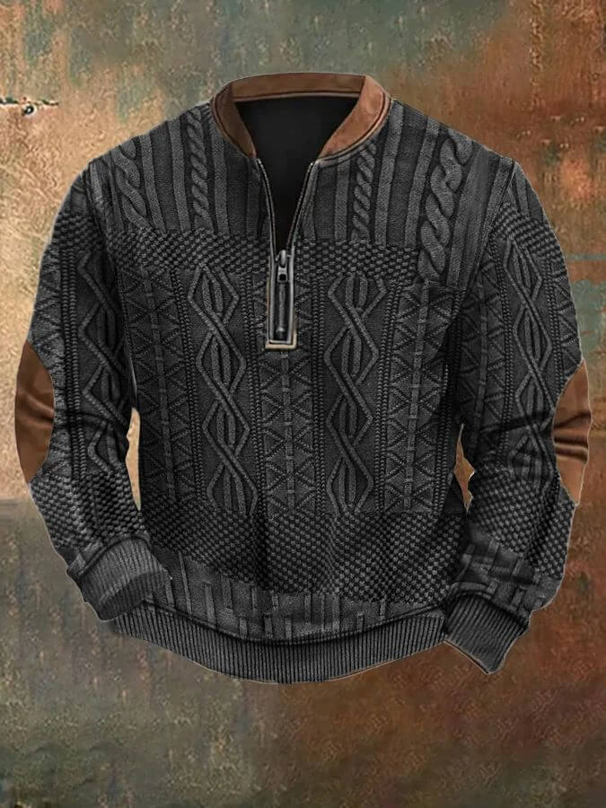 Autumn And Winter Printed Half Zipper Sweater With Buckle | Phonax Services