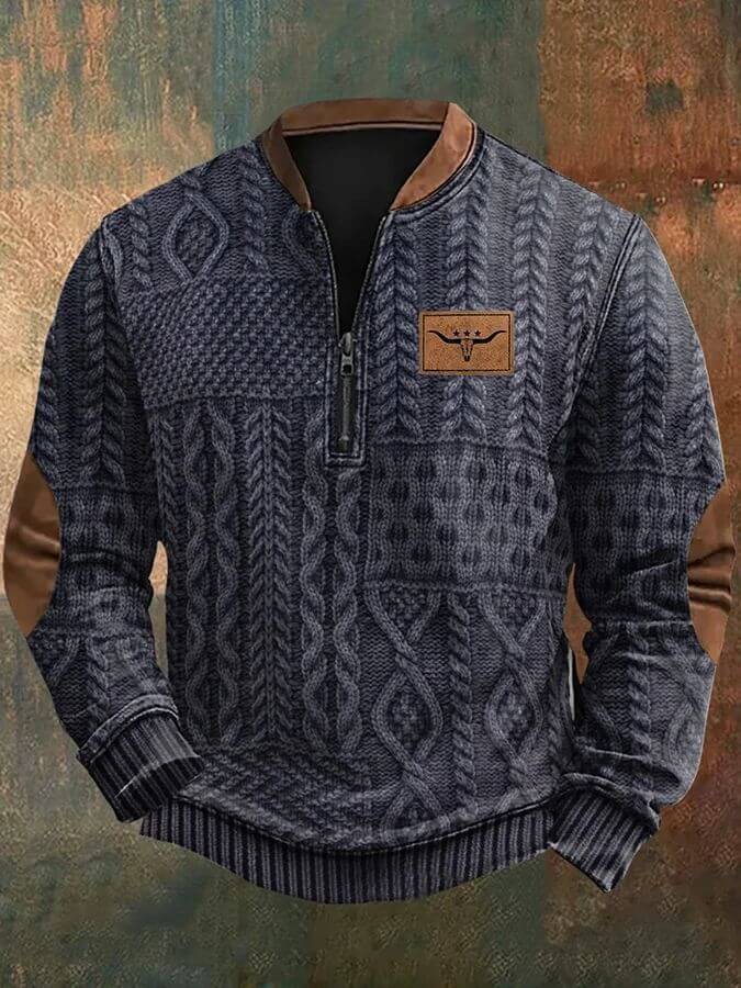Autumn And Winter Printed Half Zipper Sweater With Buckle | Phonax Services