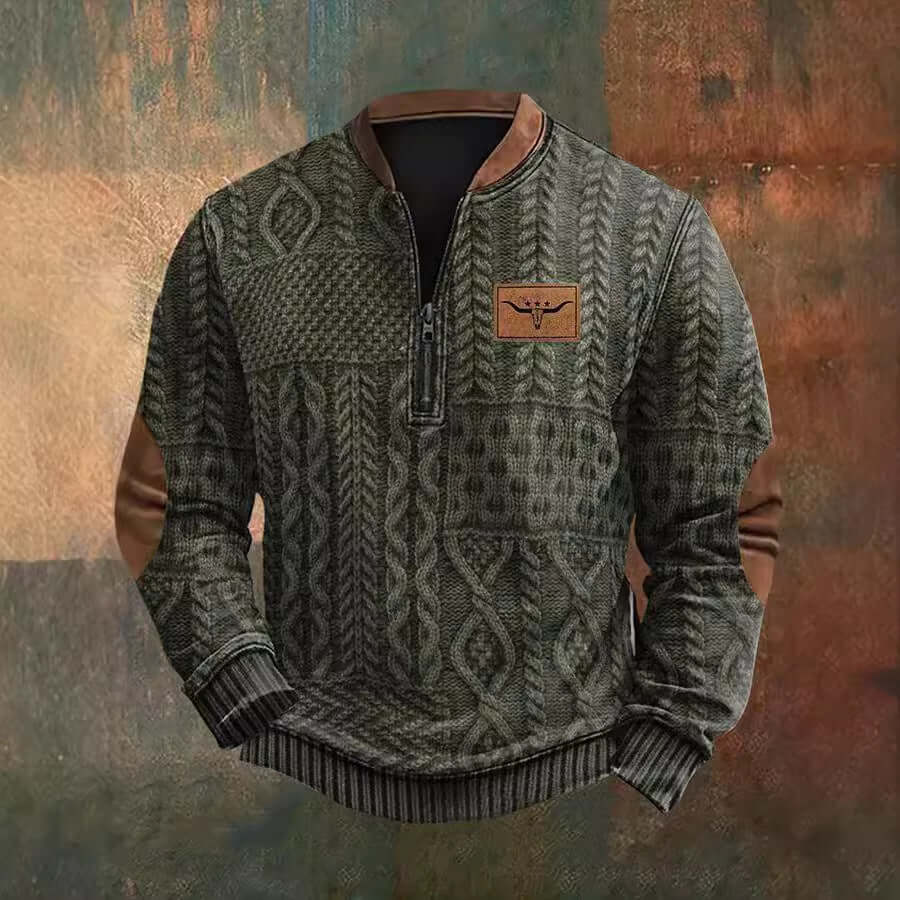 Autumn And Winter Printed Half Zipper Sweater With Buckle | Phonax Services