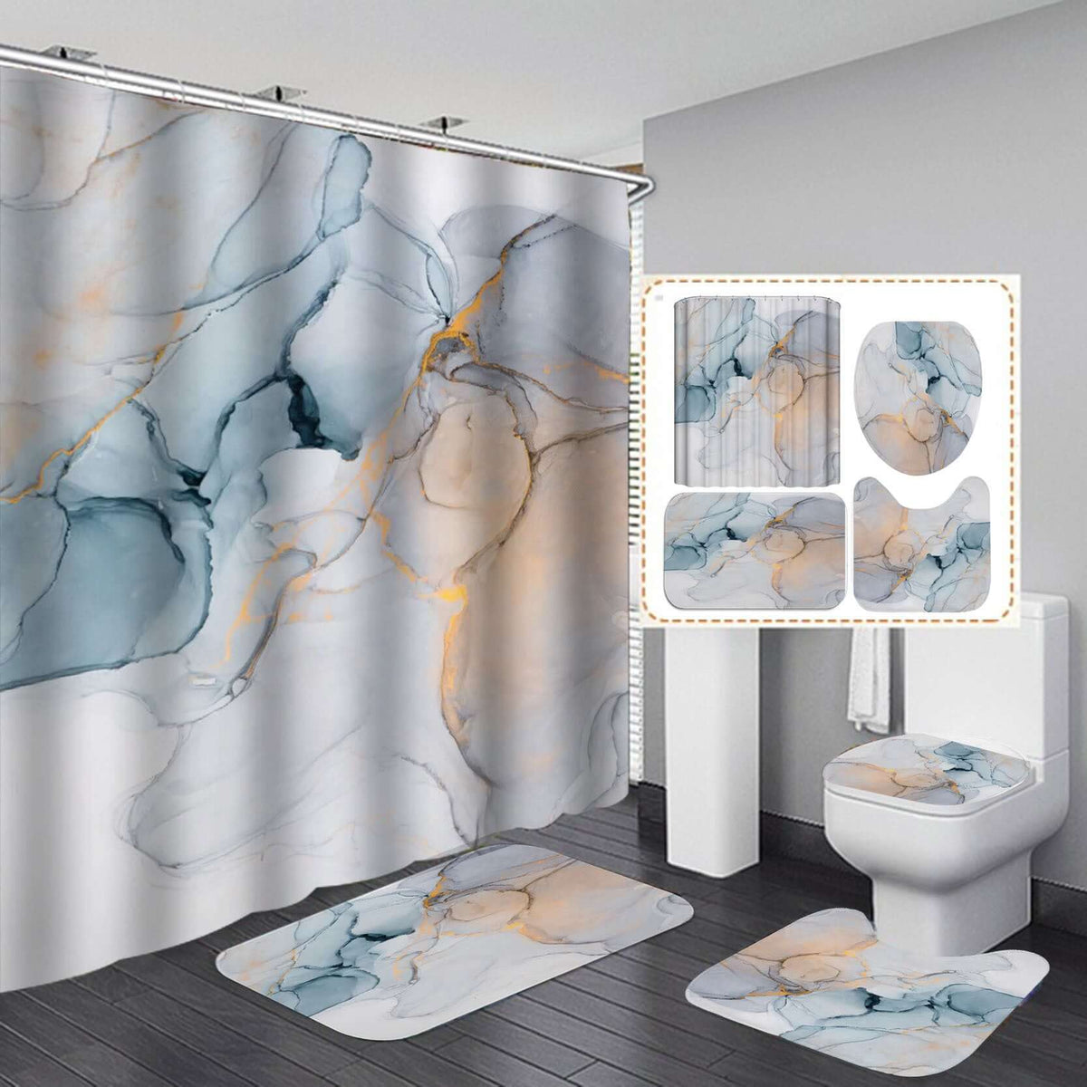 Beautiful Modern Shower Curtains 3D Bathroom Curtain Set | Phonax Services