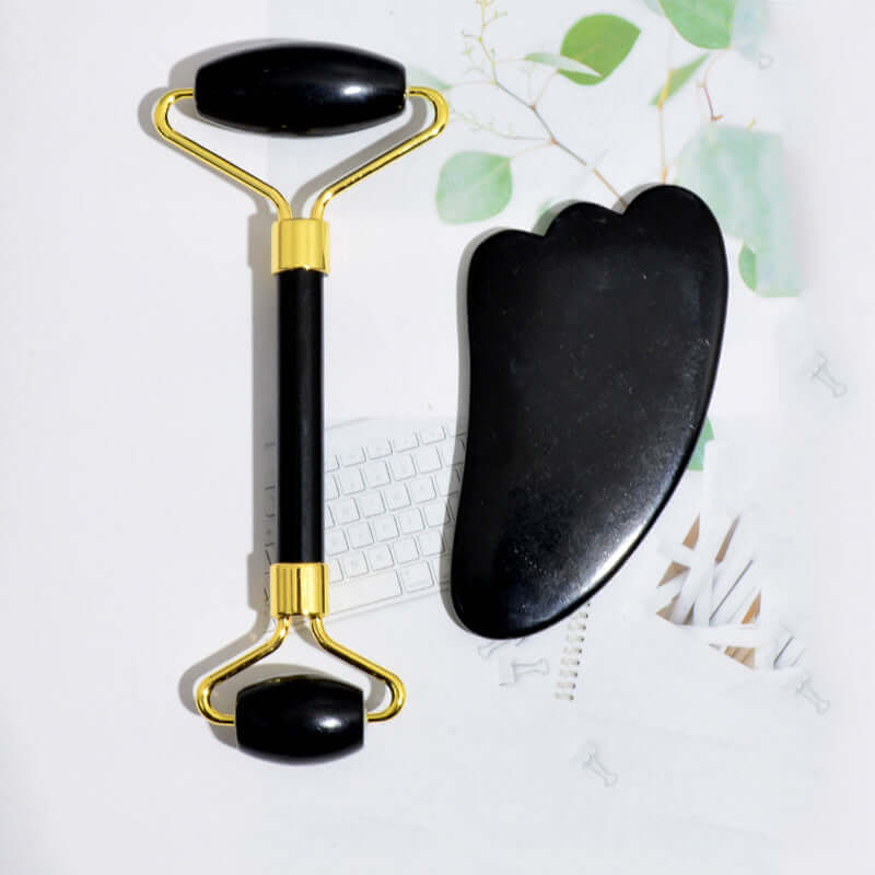 Facial Massage Roller with Jade & Bianstone – Gua Sha Beauty Tool for Skin Tightening & Circulation | Phonax Services