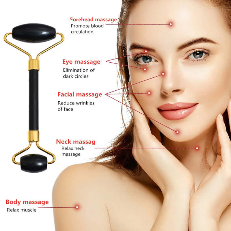 Facial Massage Roller with Jade & Bianstone – Gua Sha Beauty Tool for Skin Tightening & Circulation | Phonax Services