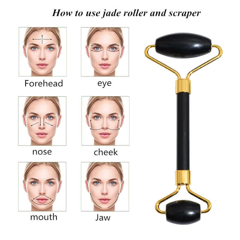 Facial Massage Roller with Jade & Bianstone – Gua Sha Beauty Tool for Skin Tightening & Circulation | Phonax Services