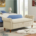 Beige Multifunctional Storage Rectangular Sofa Stool | Phonax Services