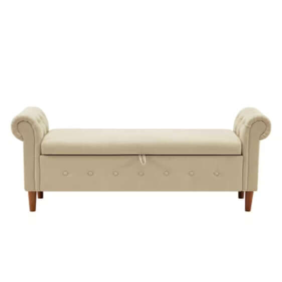 Beige Multifunctional Storage Rectangular Sofa Stool | Phonax Services