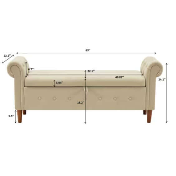 Beige Multifunctional Storage Rectangular Sofa Stool | Phonax Services