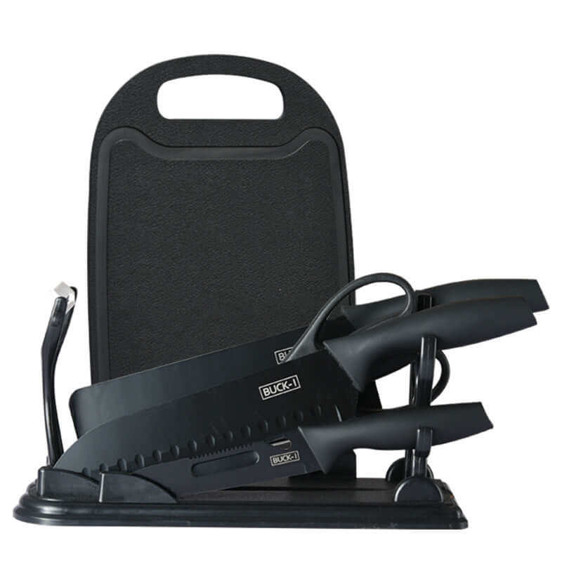Black Stainless Steel Kitchen Knife Set – Fruit & Chef Knife with Stand – Phonax Services | Phonax Services