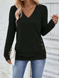 ElegantStyle Button Front V Neck Long Sleeve Blouse – Semi-Sheer Comfort | Phonax Services