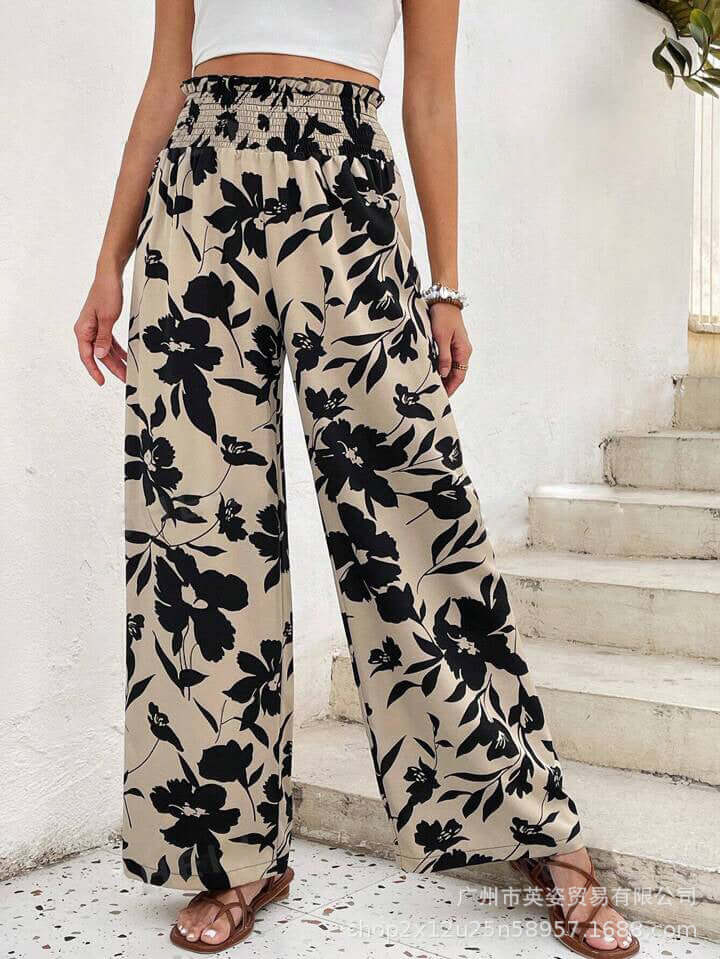 YourBrand Casual High Waist Flower Print Wide Leg Pants – Comfortable and Stylish Design | Phonax Services
