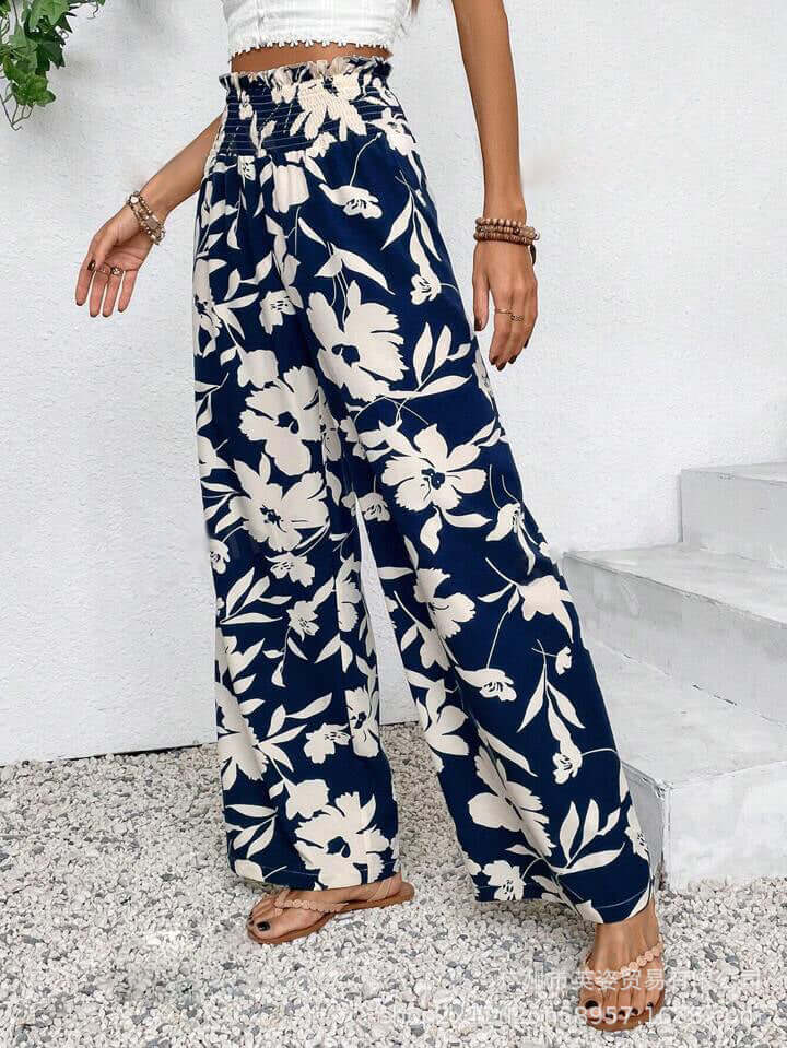 YourBrand Casual High Waist Flower Print Wide Leg Pants – Comfortable and Stylish Design | Phonax Services