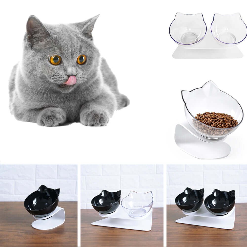 Cat Double Bowl Cat Food Bowl Protects Cervical Vertebra | Phonax Services