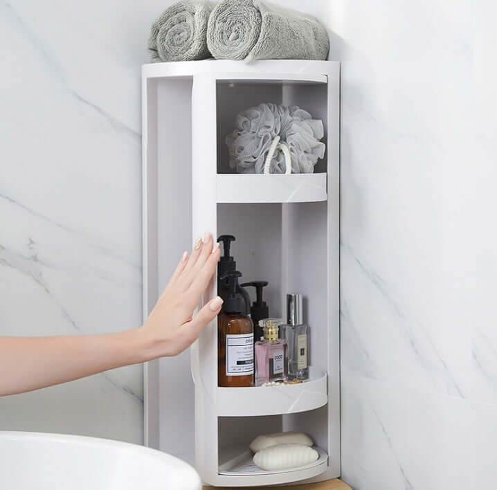 Corner Bathroom Shelf – No-Drill Wall-Mounted Triangle Rack with 3 Tiers | Phonax Services