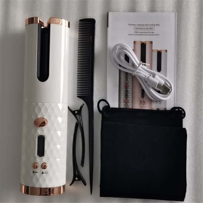 Cordless Auto Hair Curler – USB Rechargeable Curling Iron with LCD Display & Adjustable Heat | Phonax Services