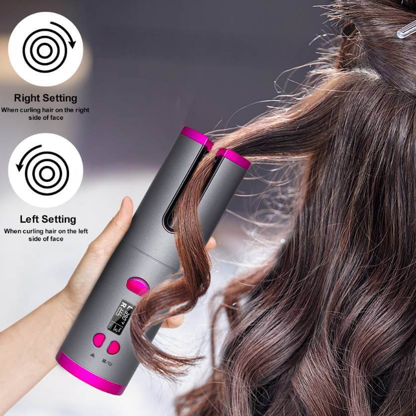 Cordless Auto Hair Curler – USB Rechargeable Curling Iron with LCD Display & Adjustable Heat | Phonax Services