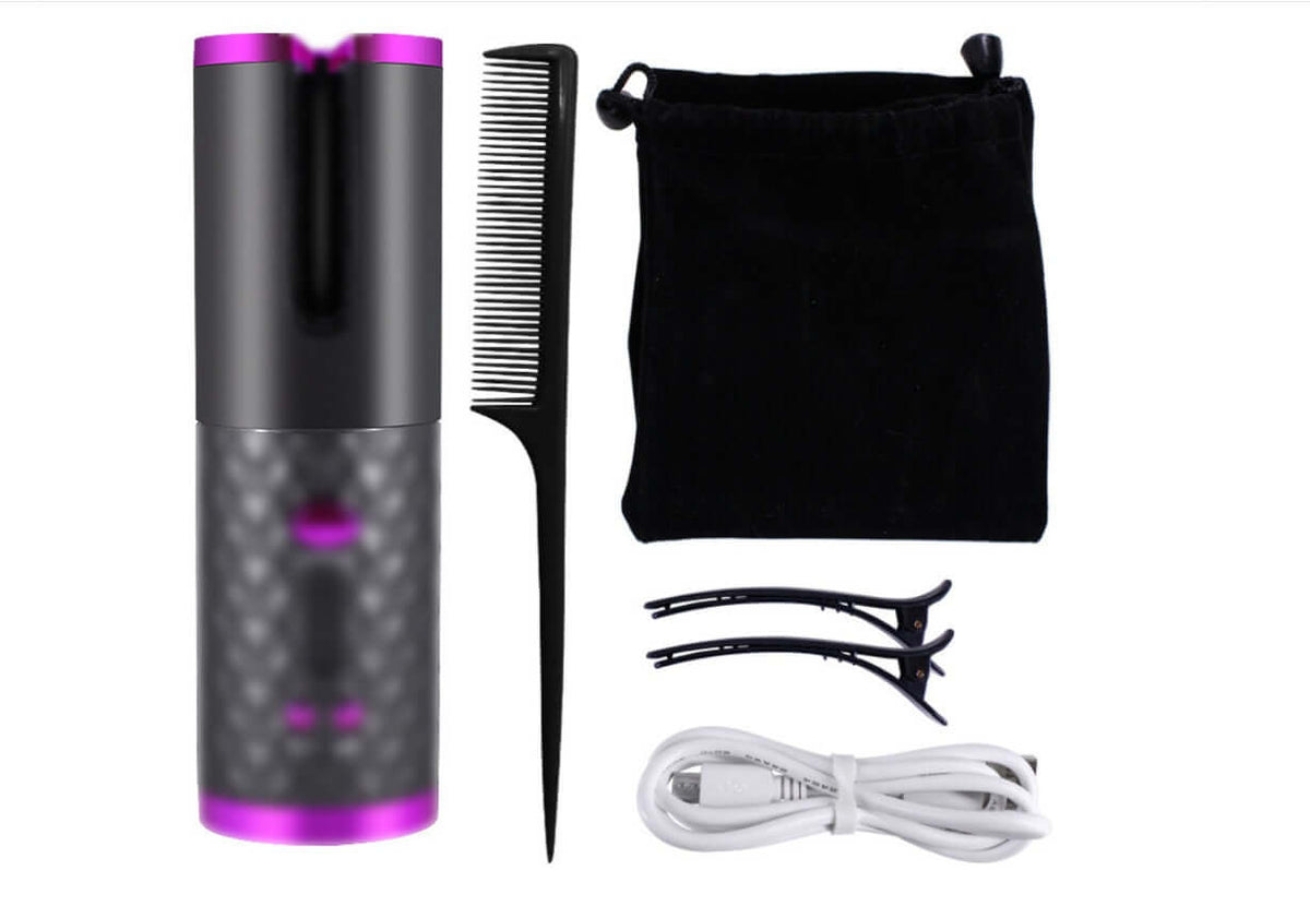 Cordless Auto Hair Curler – USB Rechargeable Curling Iron with LCD Display & Adjustable Heat | Phonax Services