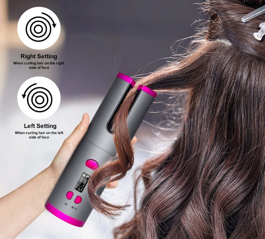 Cordless Auto Hair Curler – USB Rechargeable Curling Iron with LCD Display & Adjustable Heat | Phonax Services