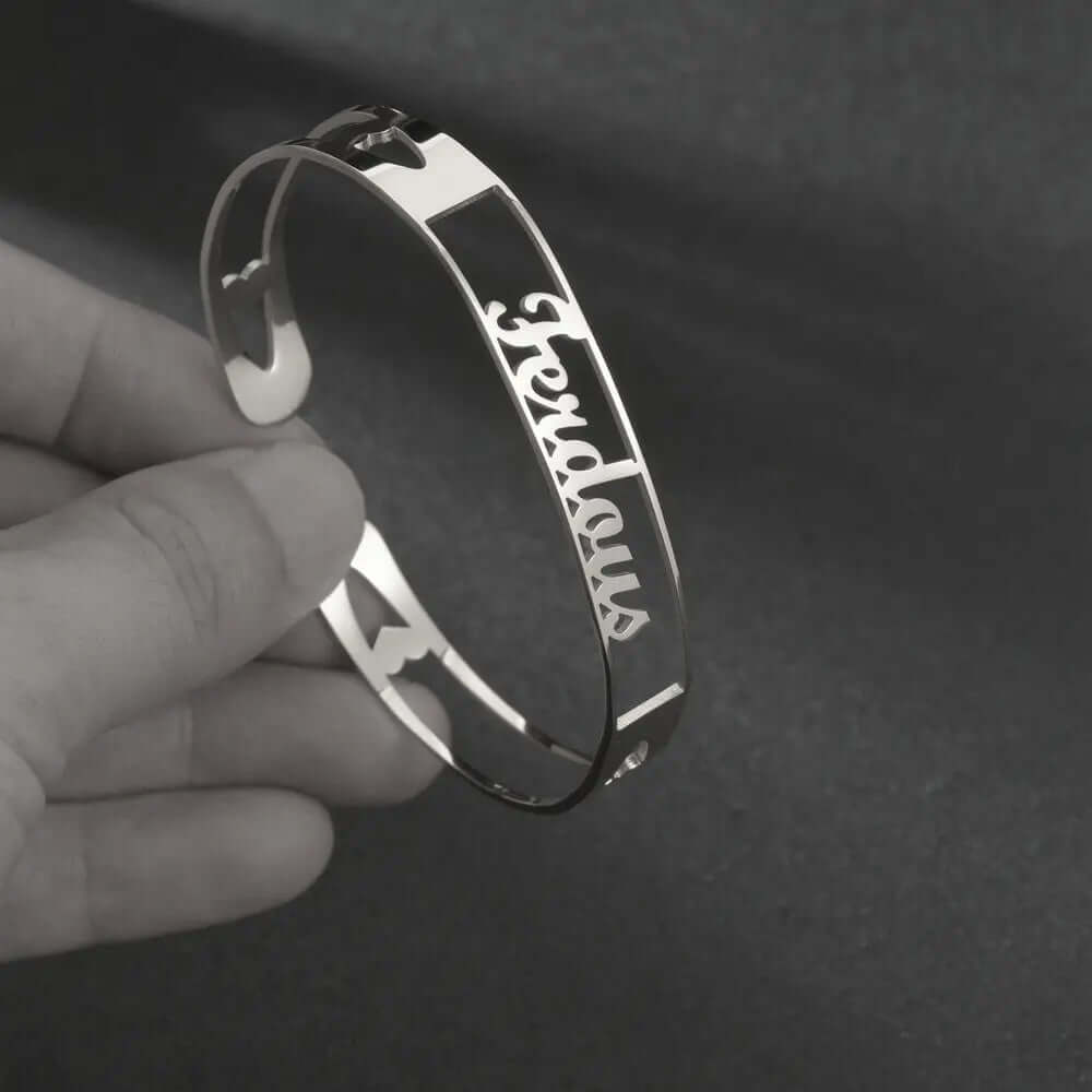 Customized Name Bracelet Personalized Custom Bangles Stainless Steel Jewelry | Phonax Services