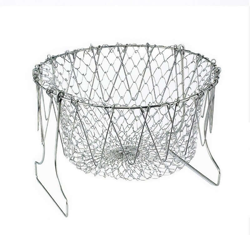 Stainless Steel Foldable Deep Fry Basket – Multi-Function Cooking Tool for Frying, Boiling & Steaming | Phonax Services