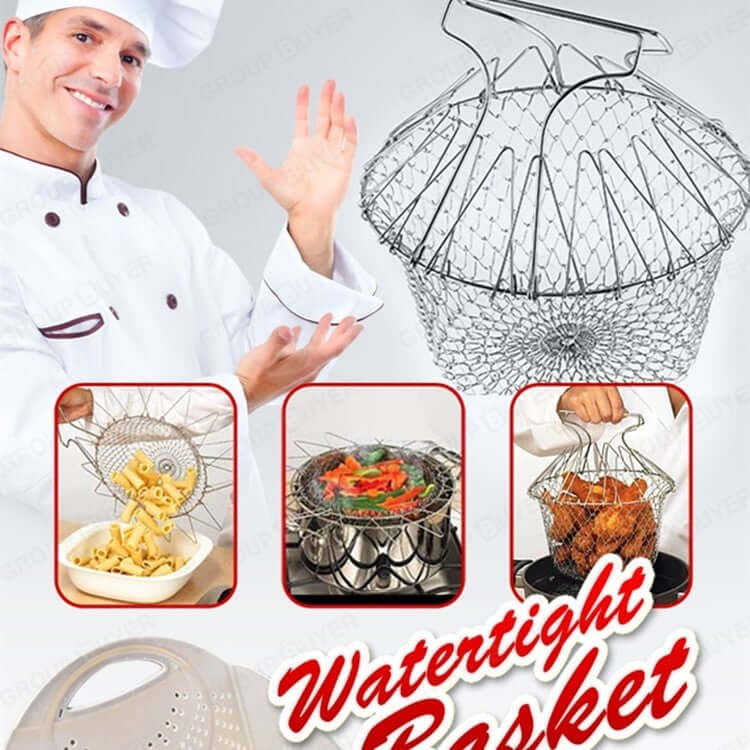 Stainless Steel Foldable Deep Fry Basket – Multi-Function Cooking Tool for Frying, Boiling & Steaming | Phonax Services