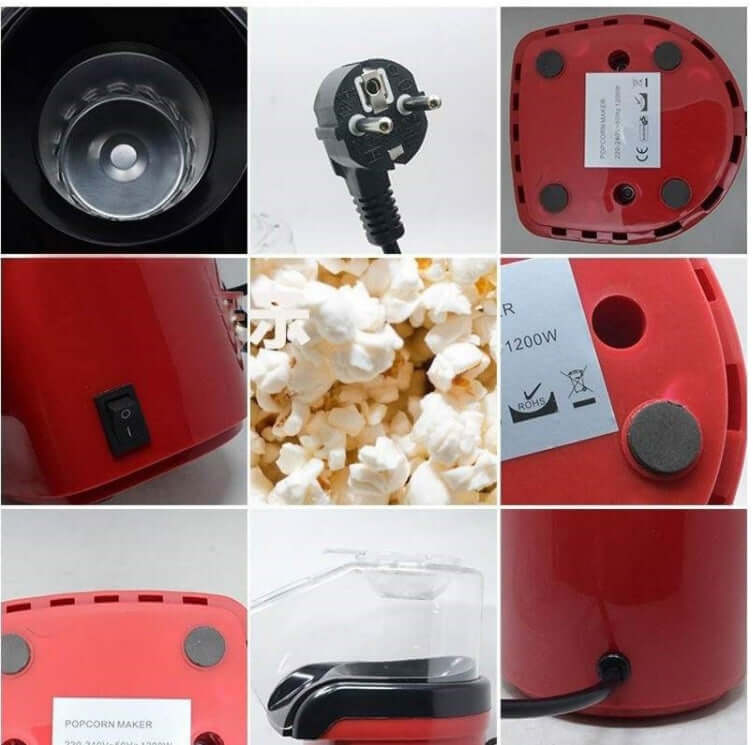 Electric Popcorn Maker Machine – 1200W Hot Air Popcorn Popper for Home – Red – Free Shipping | Phonax Services