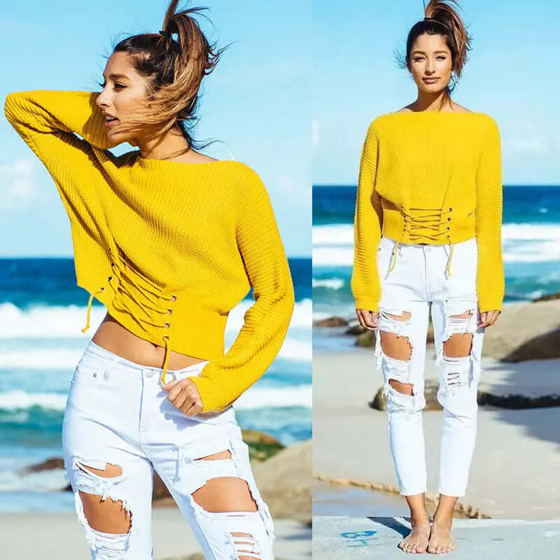 StreetStyle Lace Up Plus Size Sweater – Trendy Loose Fit Design | Phonax Services