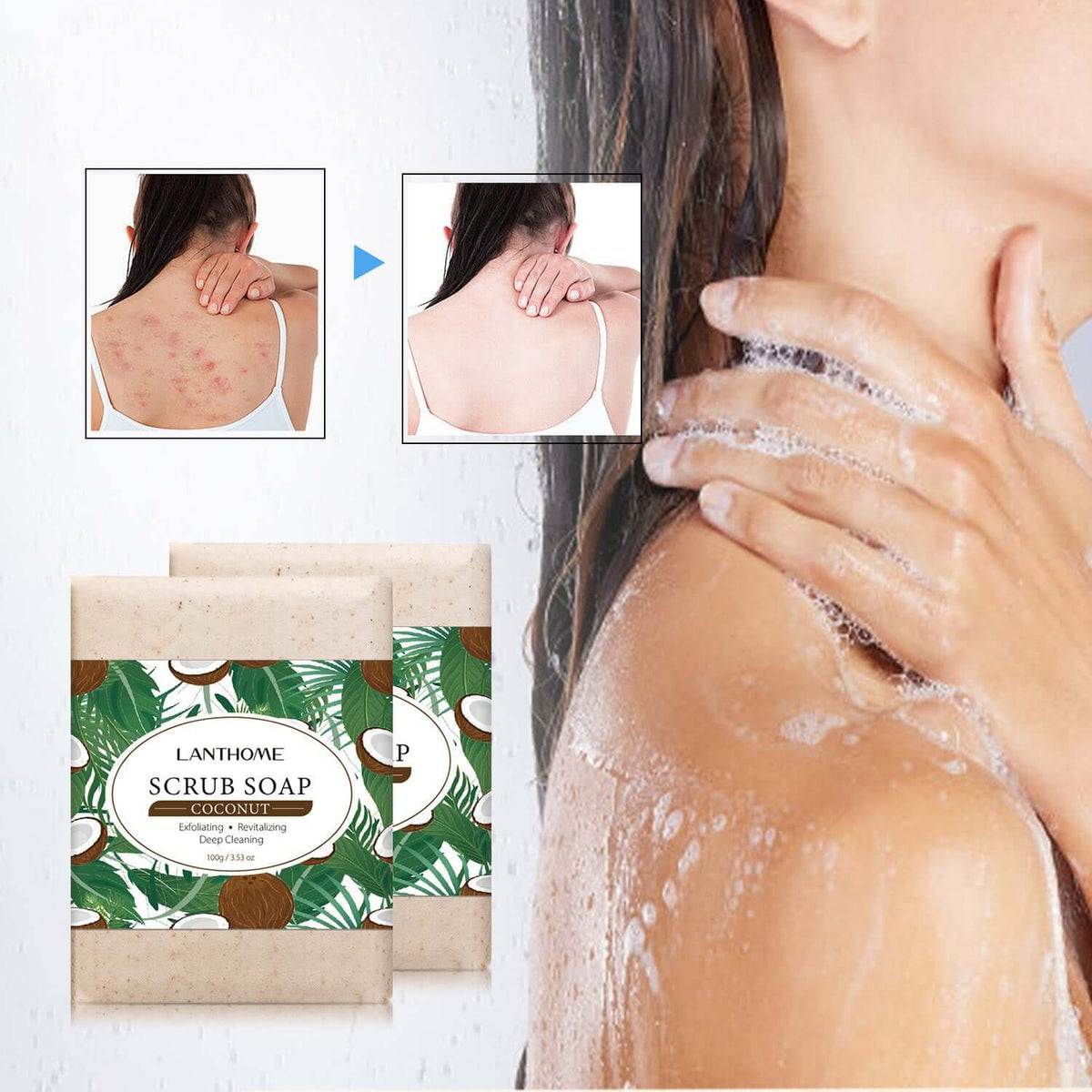Lanthome Coconut Scrub Soap – Exfoliating and Revitalizing Deep Cleansing | Phonax Services