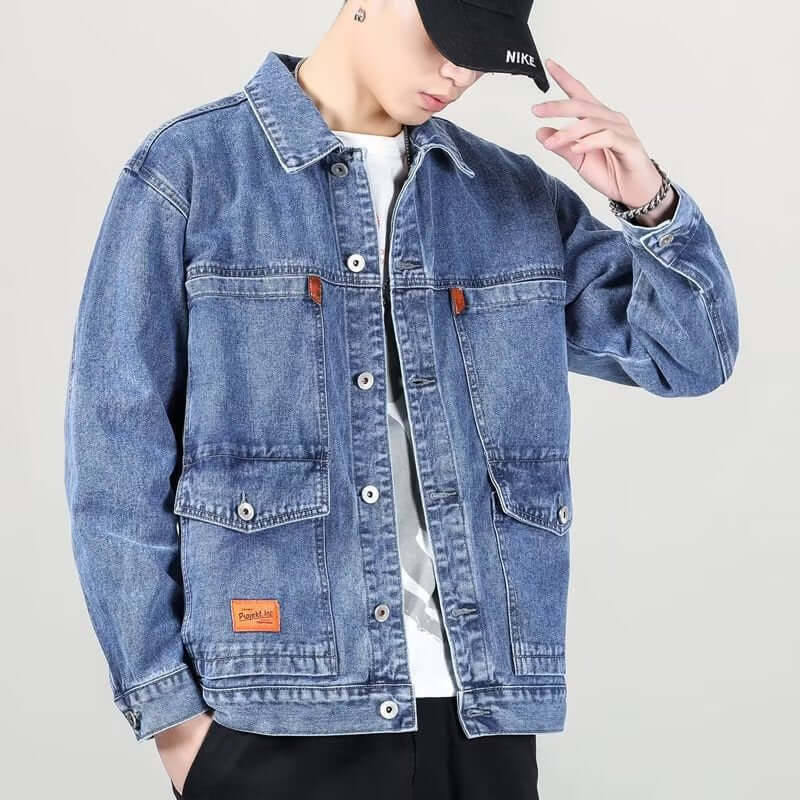 Fashion Smoky Gray Vintage Denim Jacket Men | Phonax Services