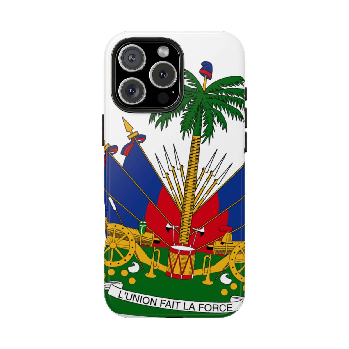 Haitian Flag Collection – Tumbler, T-Shirt & Phone Case with Coat of Arms | Phonax Services