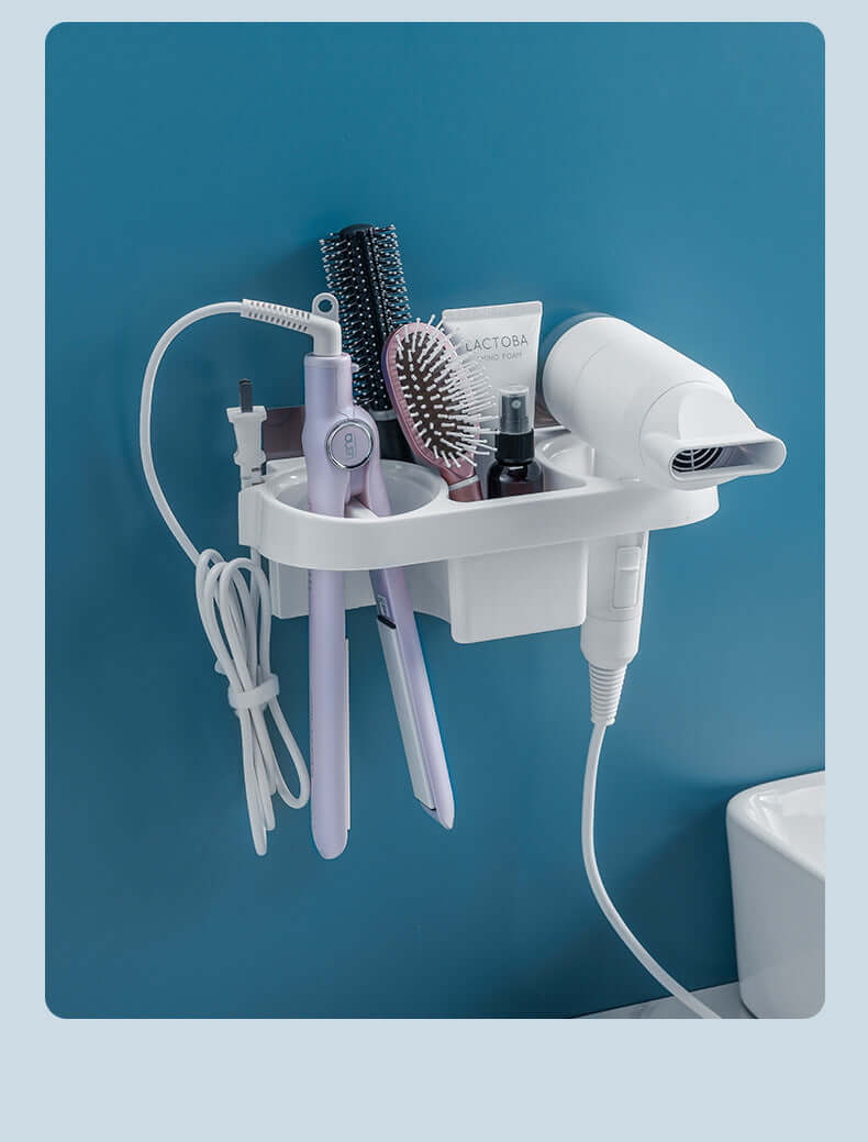Hands Free Hair Dryer Holder Storage Box Curling Iron Shelf For Bathroom | Phonax Services