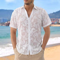 Hawaiian Jacquard Shirt Transparent Cutout Short Sleeve Thin Holiday Beach Shirt | Phonax Services