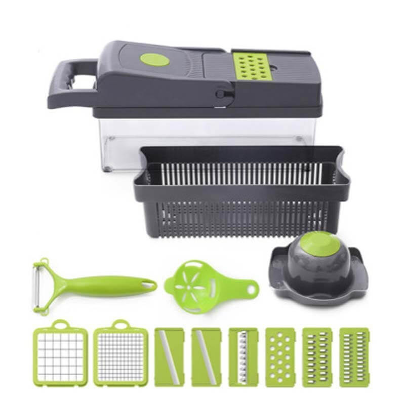 13-in-1 Multi-Function Vegetable Cutter & Slicer – Stainless Steel Blades with Interchangeable Attachments | Phonax Services