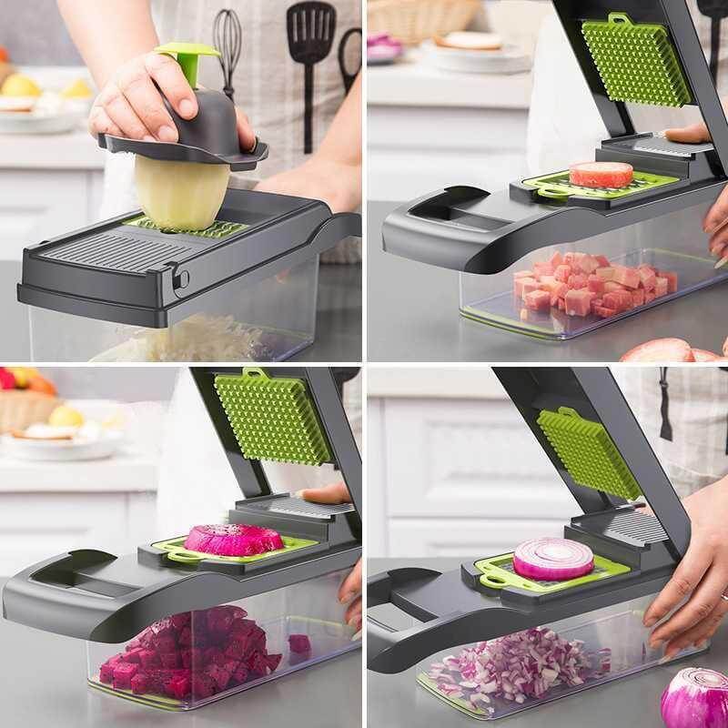 13-in-1 Multi-Function Vegetable Cutter & Slicer – Stainless Steel Blades with Interchangeable Attachments | Phonax Services