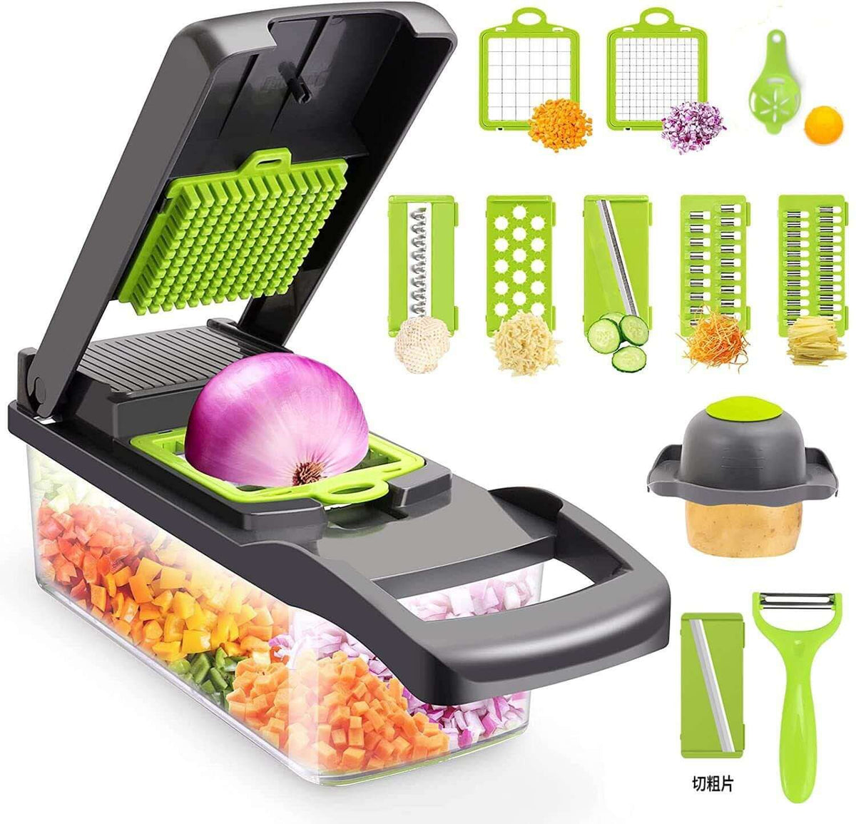 13-in-1 Multi-Function Vegetable Cutter & Slicer – Stainless Steel Blades with Interchangeable Attachments | Phonax Services