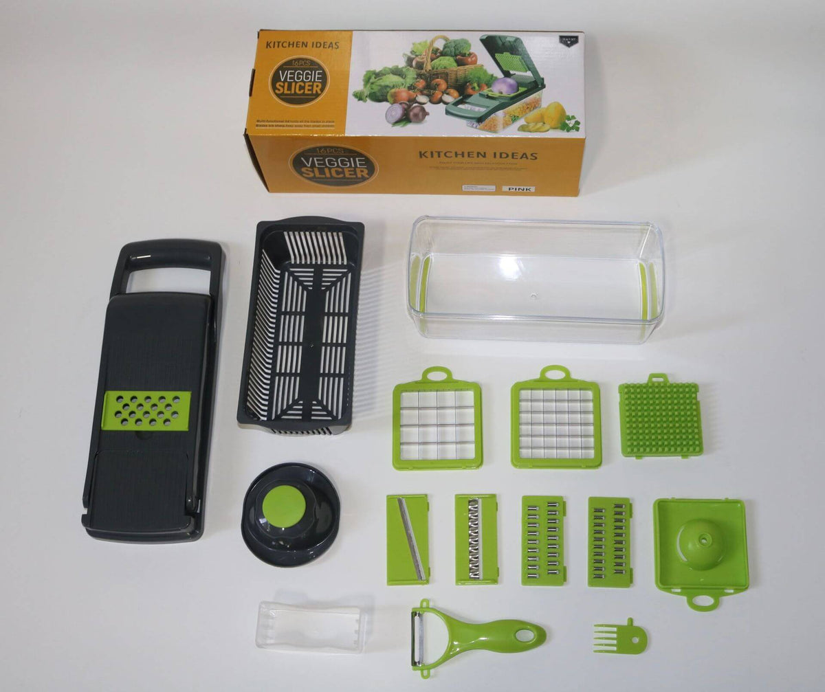 13-in-1 Multi-Function Vegetable Cutter & Slicer – Stainless Steel Blades with Interchangeable Attachments | Phonax Services