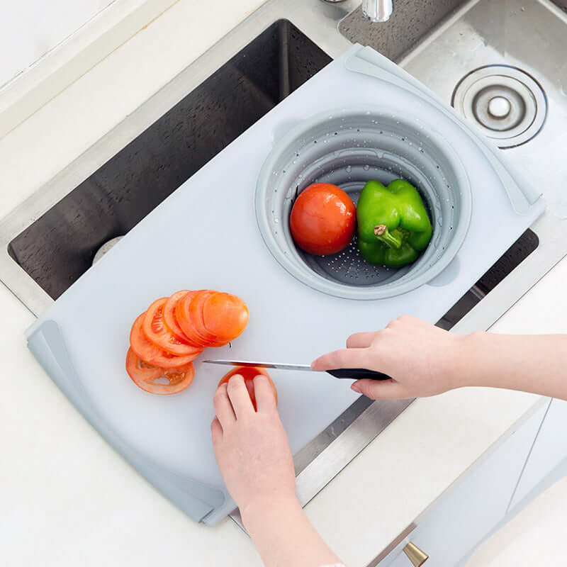 3-in-1 Foldable Chopping Board with Drain Basket – Cutting, Washing & Storage Tool | Phonax Services